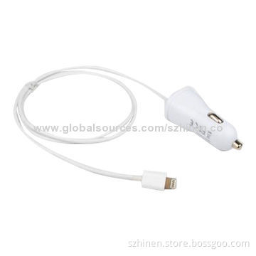 5V/2.1A Output Car Charger with Lightning Connector Output Interface, LED Indicator